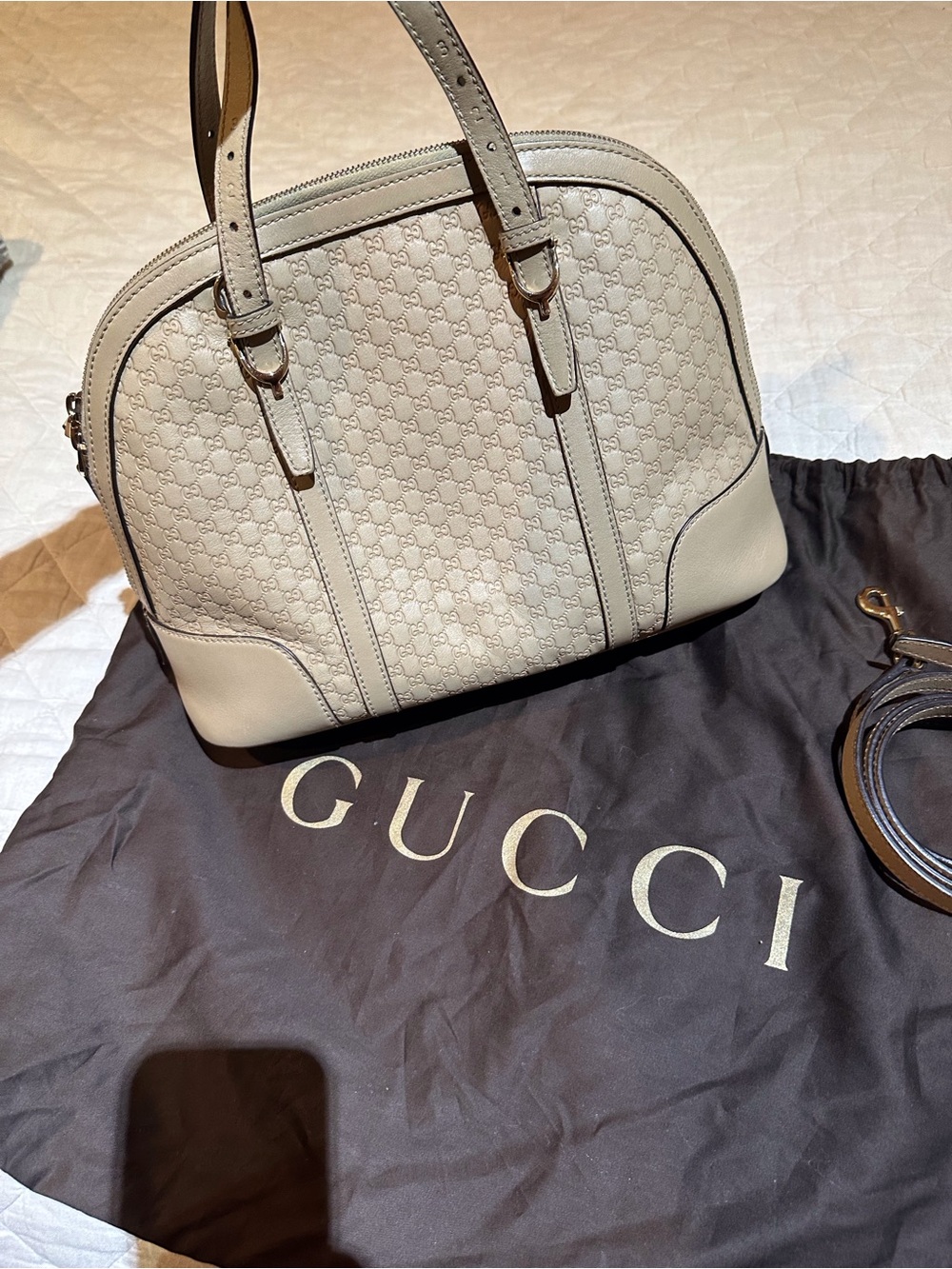 Gucci Cream Microguccissima Dome Satchel